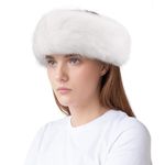 WLLHYF Faux Fur Headband Women Winter Earwarmer Earmuff Ski Hat (White)