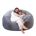 WhatsBedding [Velvet Fabric] Large Bean Bag Chair: 3 ft Memory Foam Bean Bag Chairs for Teens with Filling,Kids Bean Bag Chair with Filler Included,Soft Faux Fur Fabric,Fog Grey,3 Foot