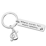 Dabihu Music Keyring Gift Where Words Fail Music Speaks Keyring Music Lover Gift Music Note Keychain Gift for Music Teacher Student Musicians Gifts Inspirational Gift Music Key Ring