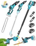 SEESII 6-in-1 Cordless Pole Saw & Hedge Trimmer Combo, 2×4000mAh Batteries