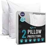 Dreamzie - Pack of 2 Pillow Protector Waterproof with Zipper - For Pillows 80 x 80 cm - White Cotton Outer Cover Oeko Tex® - Breathable, Hypoallergenic, Anti-Dust Mite, Anti-Bacterial