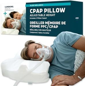 Lunderg CPAP Pillow for Side Sleepers - Includes 2 Pillowcases - Adjustable Memory Foam Pillow for Sleeping on Your Side, Back & Stomach - Reduce Air Leaks & Mask Pressure for a Better Sleep