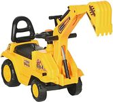 HOMCOM NO Power 3 in 1 Ride On Toy Excavator Digger Scooter Pulling Cart Pretend Play Construction Truck