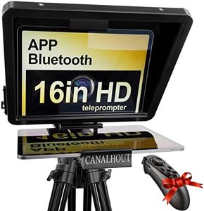 CANALHOUT 16" Universal Teleprompter with Remote Control, Fit All Tablets/iPad, Video Camera/DSLR, Pre-Assembled, 70/30 Beam Splitting Glass with Waterproof Tote, Speech and Video Creation