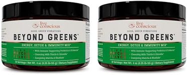 Live Conscious Beyond Greens Concentrated Superfood Powder - Matcha Flavor w/Chlorella, Echinacea, Probiotics for Immune Support & Energy - 30 Servings (2-Pack)