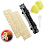 Morocket 6 Pcs Sushi Making Kit, Multifunctional Sushi Maker, Sushi Roller with 2 Sushi Mat, 2 Onigiri Mould, Portable DIY Sushi Production Kit, Premium Sushi Set, for Picnic Travel Party (Black)