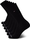 Tommy Hilfiger Men’s Athletic Socks – Cushion Crew Socks (6 Pack), Pure Black, 7-12