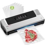 Bonsenkitchen Vacuum Sealer Machine, 90Kpa Powerful Food Sealer, Multi-Functional Food Vacuum Sealer with Vacuum Bags & Accessory Hose,Globefish Technology for High-Speed Continuous Working, Silver