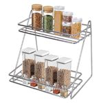 NH10 DESIGNS Stainless Steel Spice Bottle Container Rack Kitchen Counter Shelve Stand Boxes Utensils Dishes Plates Shelves Holder 2 Step And Vegetable (Pack Of 1, Nhspcountertop, Floating Shelves)