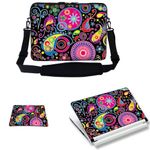 Meffort Inc 15 15.6 inch Laptop Carrying Sleeve Bag Case with Hidden Handle & Adjustable Shoulder Strap with Matching Skin Sticker and Mouse Pad Combo - Art Design