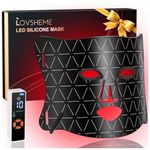 Lovsheme LED Face Mask - Professional Grade Skincare at Home – FDA Approved Red Light Therapy Mask for Acne, Wrinkles, and Skin Rejuvenation – 3 Light Modes – Remote Control – Includes Eye Protection