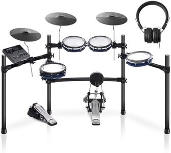 HAMPBACK ACE-310 Electric Drum Set with Double Quite Mesh Head Drum Pads, 3 Cymbals with Choke, 5" Bass Drum, 52+ Drum Kits and 918 Authentic Sounds, Bluetooth, Sticks, Headphones, Suit for Advanced