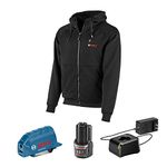 Bosch GHH12V-20LN12 12V Max Heated Hoodie Kit with Portable Power Adapter - Size Large, Black