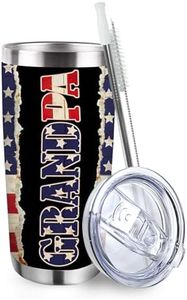 Zzkol Grandpa Gifts - Tumbler with Lid and Straw, Christmas Birthday Gifts for Grandfather New Grandpa, American Flag Funny Stainless Steel Travel Coffee Cup, 20oz Double Wall Vacuum Insulated Mug