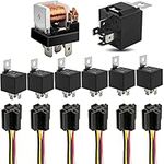 Automotive Relay Harness Set - ELEFOCUS 5 Pin 12V 30/40 AMP SPDT with Interlocking Relay Socket and Color-Labeled Harnesses, 6 Pack