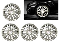 Auto Pearl - Premium 14" inch | Set of 4 Pcs | Press Type Hubcap Wheel Cover Replacements for OEM Steel Wheels ABS with Retention Ring |AmazeT-1| Color:- Silver