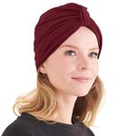 CHARM Womens Turban Headband & Headcover - Winter Bandana Head Wrap Chemo Hat Maroon