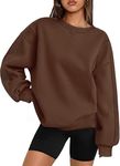 Zeagoo Womens Color Block Oversized Crewneck Sweatshirts Hoodies Fall Outfits Fashion Teen Girls Y2k Winter Clothes Brown X-Large