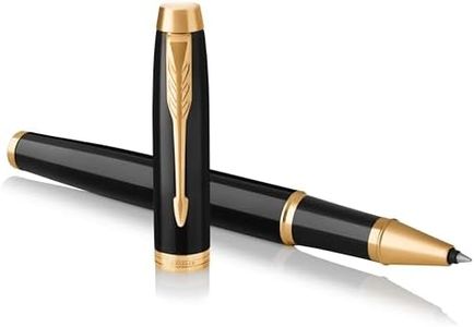 PARKER IM Rollerball Pen, Black Lacquer Gold Trim with Fine Point Black Ink Refill, Gift Box (1931659)