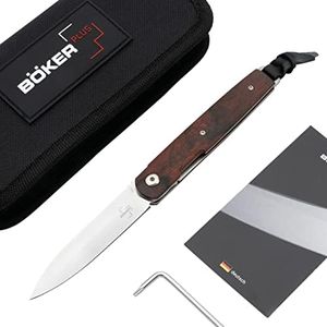 Böker Plus® LRF Cocobolo - Couteau pliant Gentleman avec clip - Couteau EDC avec manche en bois élégant - Couteau de poche à une main avec lame VG10 de 7 cm