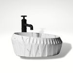 InArt Designer table top wash basin for bathroom/bathroom sink/cabinet wash basin/ceramic basin/counter top basin/vanity washbasin 16 x 16 x 7 Inch (White Satvario)