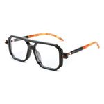 FEISEDY Reading Glasses Vintage Square Blue Light Blocking Glasses Women Men 70s Flat Aviator Glasses B0090 Black 2.5x