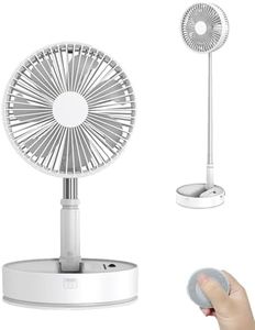 Battery Operated Fan,Rechargeable USB Floor Table Desk Fan,4 Speed Settings Pedestal Fan,Portable Foldable Oscillating Fan,Pedestal Fan for Bedroom Office Fishing Camping Travel, 7.7" (P1000)