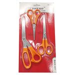 WeKonnect; 3 Set of Multi-Purpose Heavy Duty & Anti-Rust Stainless Steel Scissors for Office, Household, Crafts and Kitchen (Orange)