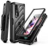 SUPCASE Unicorn Beetle Case for Galaxy Z Fold 3 (2021), Rugged Belt Clip Shockproof Protective Case with Built-in Screen Protector & Kickstand (Black)