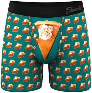 Shinesty Hammock Support Mens Boxer Briefs with Pouch | Mens Underwear with Fly | US Small Pumpkin Pie