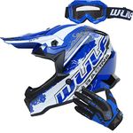 Wulfsport Flite Children Kids Motocross HELMET + WULF GOGGLES & GLOVES Kids Dirt Bike ATV Helmet - Blue S