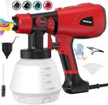 Paint Sprayer Tool 1000W High Power Electric Paint Spray Gun with Adjustable Spray Width Knob 4 Nozzles and 3 Patterns Simple to Clean for Lawn and Garden Furniture Home Interior House Painting Red