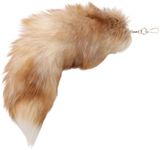 homeemoh Faux Animal Tail Keychain Fluffy Faux Fur Tail Pendant 15.75" Long Tail Charms Keyring Holder for Handbag Backpack, Light Brown, 40cm/15.75"