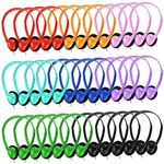 Wensdo 50 Pack Classroom Headphones Bulk for Students Kids Schools, Wholesale Wired On Ear Class Set Earphones Adjustable with 3.5 mm Jack for Library Children Adults Christmas Office(Mixed Colors)