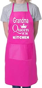 Print4U Grandma Is Queen Of The Kitchen Chef Apron Cooking Novelty Baking Gag Gift Present Ladies, Pink, One size