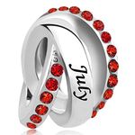 LSxAB Red July Birthstone Charm Compatible with Pandora Charms Bracelets