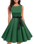 Gardenwed Women's Vintage 1950s Tea Dress Classy Rockabilly Retro Floral Print Cocktail Evening Party Swing A-line Dress Green L