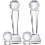 Libima 4 Pcs Golf Trophy 2 x 2.6 Inch Crystal Glass Trophy Award with Display Stand Base and Elegant Gift Box 9.1 x 2.8 Inch Golf Tournament Prizes Golf Ball Statue for Adults Sports Table Decor