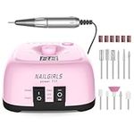 NAILGIRLS Electric Nail Drill, 11 in 1 Nail Drill Set Electric Nail Files Professional 35000RPM Acrylic Nails Gel Nails for Home and Salon Use, Pink