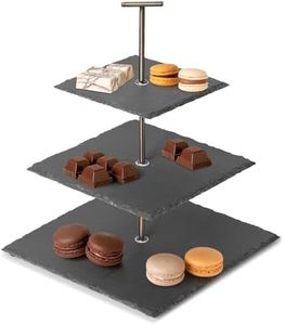 Navaris Alzata Dolci a 3 Livelli - Alzatina Frutta - Alzate Confettata - Alzatine Allestimenti Buffet - per Cupcake Torta Confetti - per Antipasti da Tavola - in Ardesia Nera