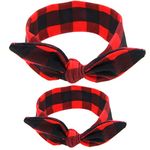 Mom and Baby Headbands Infant Polka Dots Hair Accessories Mother Daughter Matching Headwear Adjustable Knot Headwrap Tie (Plaid)