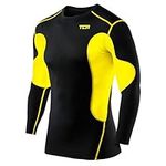 TCA Men's SuperThermal Compression Base Layer Top Long Sleeve Thermal Under Shirt - Black/Sonic Yellow, S