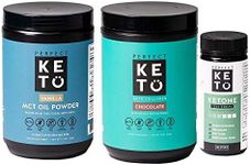 Perfect Keto Bundle - Collagen (Chocolate), Ketone Test Strips (100 Strips), MCT Oil C8 Powder (Vanilla) | Best to Burn Fat and Support Energy | 30 Day Supply