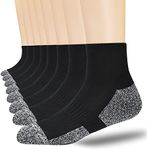 FLSHMCEN 8-Pairs Men's Ankle Cotton Socks with Cushion, Athletic Running Socks Size 7-9/9-12/12-15