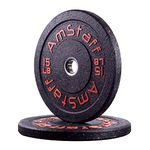 AmStaff Fitness 2" Crumb Rubber Bumper Plates for Weightlifting, Cross Training, Home Gym, Less Impact, Absorb Bounce & Shock (15lb Pair)