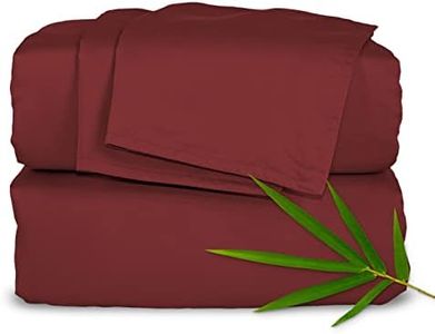 PURE BAMBOO Sheets Queen Size Bed Sheets 4 Piece Set, Genuine 100% Organic Bamboo, Luxuriously Soft & Cooling, Double Stitching, 16" Deep Pockets, Lifetime Quality Promise (Queen, Merlot)