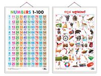 GO WOO Combo of 2 Numbers 1-100 and Kannada Alphabet Educational Posters for Preschool Kids Classroom Study | Learning- Charts for Kids Learning (20"X30" Inches)