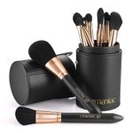 OMANIAC Professional Makeup Brushes Set (12Pcs), Pearl Flash Handles, Comfortable to Hold and Easy to Use. Black Travel Make up Brushes Set with Case