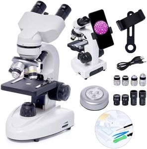 Binocular Microscopes, 200X-5,000X Compound Biological Microscopes With 6x Multiplier, Slides Set & Phone Adapter for Students, Adults, Beginners, Laboratory Teaching Gifts