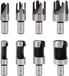 Saipor 8 Pcs Wood Plug Cutter Drill Bit Set Carbon Steel Cork Drill Bit Knife Straight and Tapered Taper Cutting Tool for Woodworking (1/4", 3/8", 1/2", 5/8")